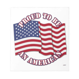 Stolz, ein Amerikaner mit USA-Flagge zu sein Notizblock