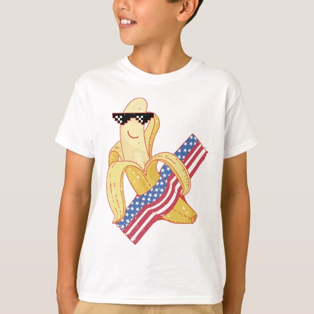 Stolz, ein amerikanischer 4. Juli Banana Meme T-Shirt (Vorderseite)
