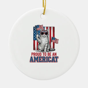 Stolz, ein amerikanischer patriotischer Katzenshir Keramik Ornament