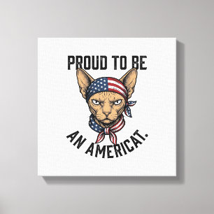 Stolz, ein amerikanischer patriotischer Katzenshir Leinwanddruck