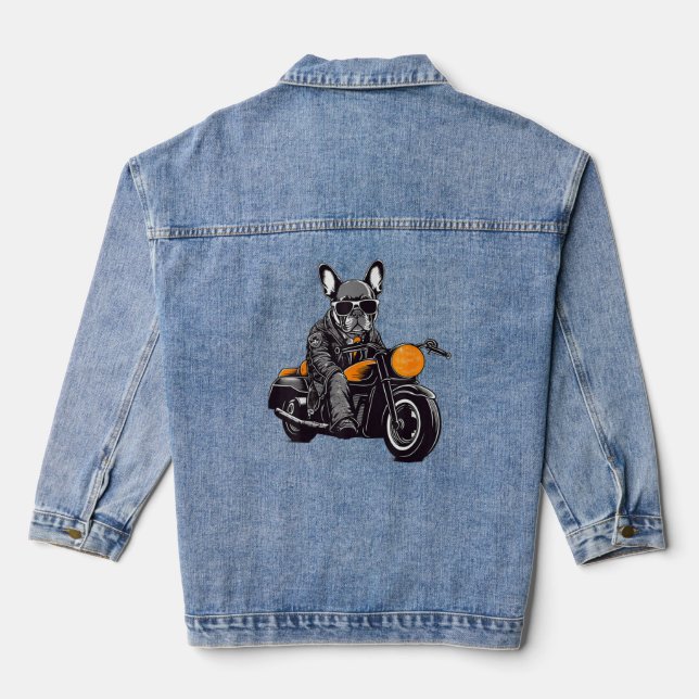 Stolz, ein Frenchie Bulldog-Motorrad zu sein Jeansjacke (Rückseite)