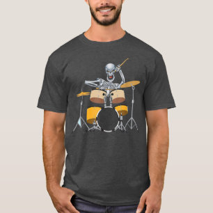 Stolz, ein trommler Funny Skeleton spielen Trommel T-Shirt