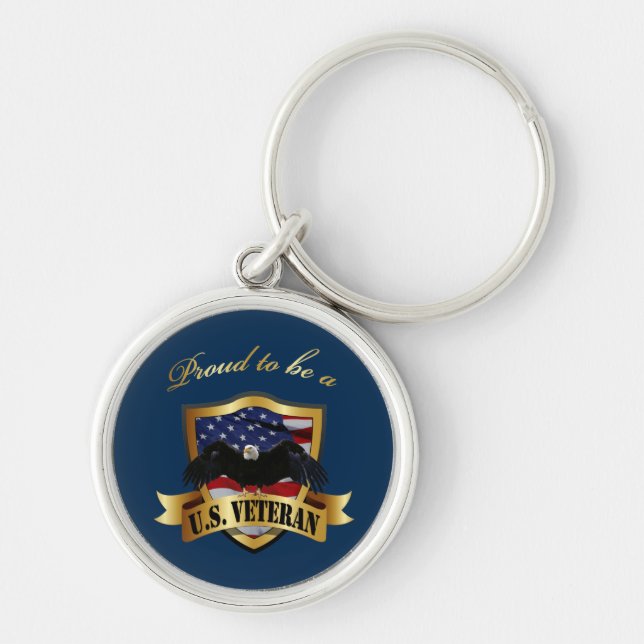 Stolz, ein US-Veteran zu sein - marineblauer Schlü Schlüsselanhänger (Vorne)