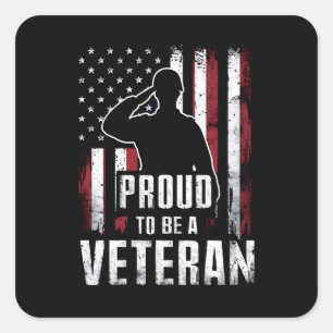 Stolz ein Veteran des amerikanischen Veteranentags Quadratischer Aufkleber