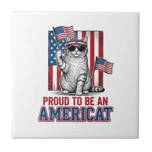 Stolz, eine amerikanische patriotische Katze zu se Fliese