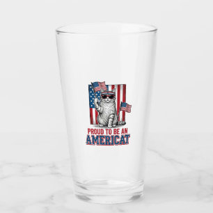 Stolz, eine amerikanische patriotische Katze zu se Glas