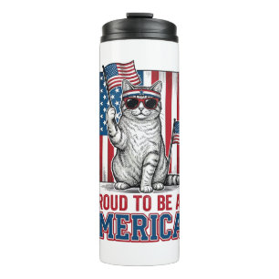 Stolz, eine amerikanische patriotische Katze zu se Thermosbecher