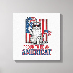 Stolz, eine amerikanische patriotische Katzen-Shir Leinwanddruck