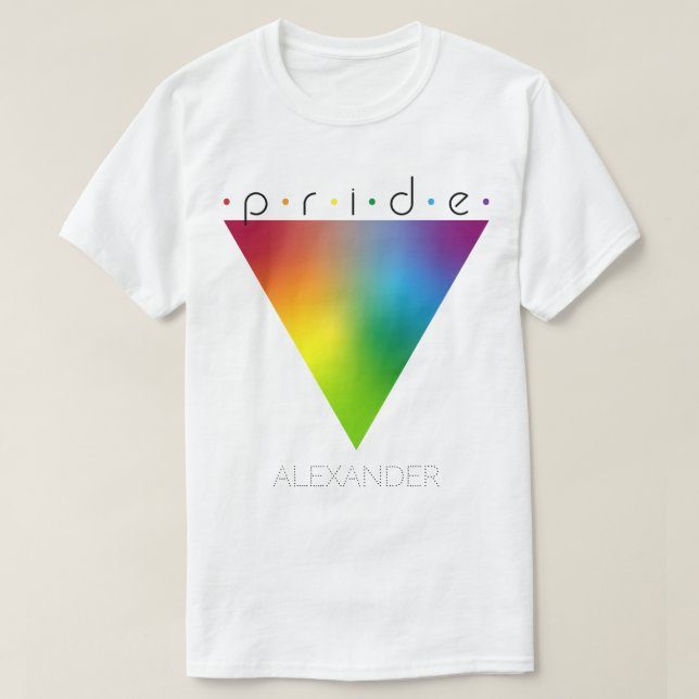 Stolz farbiger Regenbogendreieck Gay LGBTQ Name T-Shirt (Design vorne)