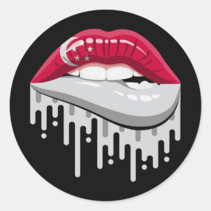 Stolz-Flagge für Singapur-Lips Runder Aufkleber