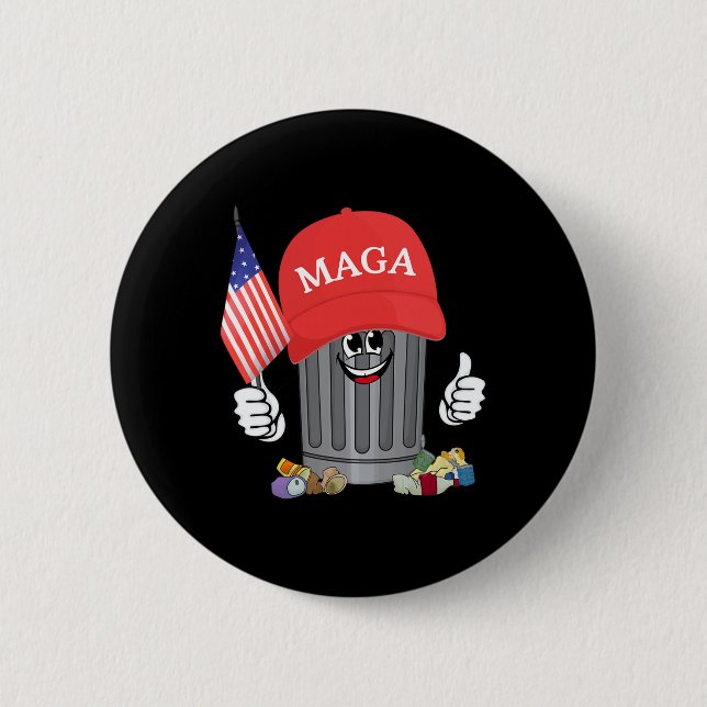 Stolz Garbage Trump Unterstützer Müll kann Cartoon Button (Vorderseite)