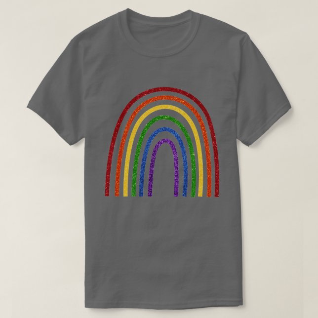 Stolz Glitzer Handgezogener Regenbogen T-Shirt (Design vorne)