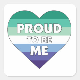 Stolz, ich LGBTQ Gay Men Stolz Herz Quadratischer Aufkleber