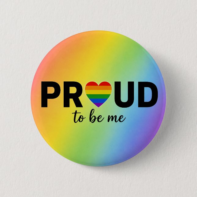 STOLZ, ICH SELBST Regenbogen-LGBTQ+-Pride-Monat Button (Vorderseite)