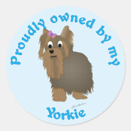 Stolz im Besitz einer Yorkie Runder Aufkleber