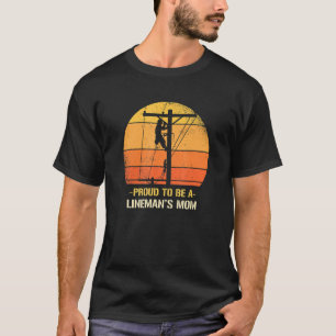 Stolz ist ein Lineman Mama Arbeiten Retro Sunset T-Shirt