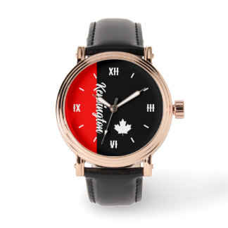 Stolz Kanadier mit Namen und weißem Ahornleaf Armbanduhr