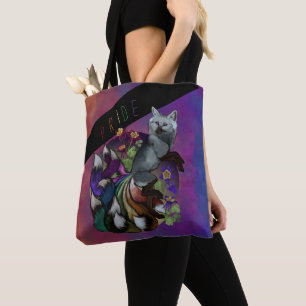 Stolz Kitsune und Akelei-Blumen Tasche