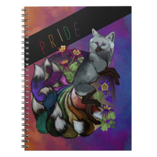 Stolz Kitsune und Columbine-Blume Notizblock