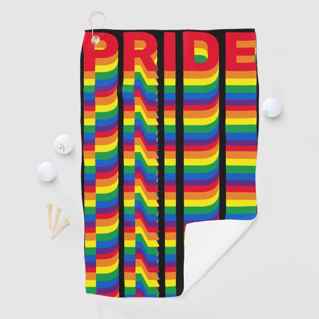 Stolz lgbt lgbtq que Gay Regenbogenmuster schwarz Golfhandtuch (Insitu)