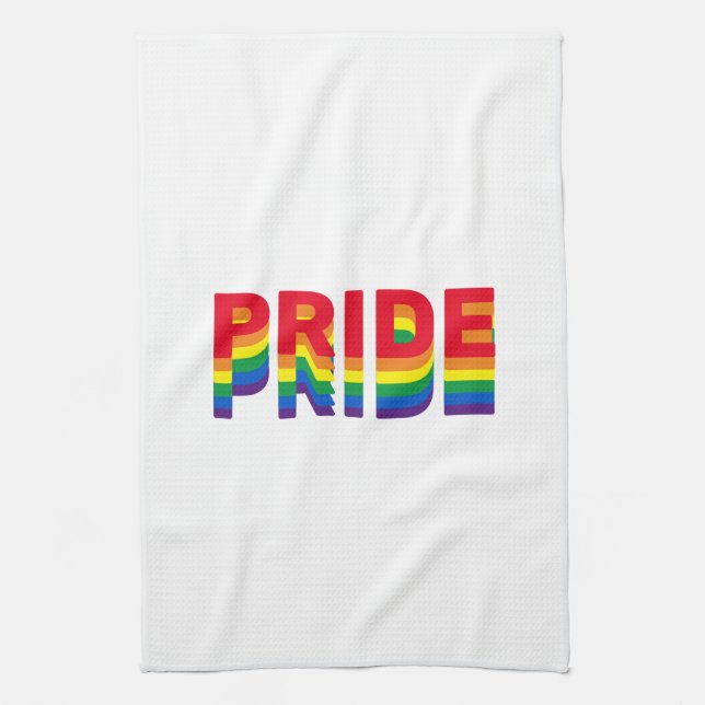 Stolz lgbt lgbtq quee Gay Regenbogenfarben weiß Geschirrtuch (Vertikal)