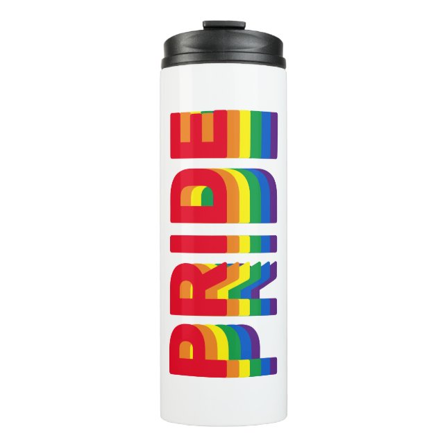 Stolz lgbt lgbtq quee Gay Regenbogenfarben weiß Thermosbecher (Vorderseite)