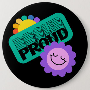 Stolz. LGBT+Stolz. Regenbogenliebhaber mit Sonnenb Button