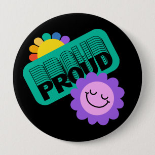 Stolz. LGBT+Stolz. Regenbogenliebhaber mit Sonnenb Button