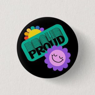 Stolz. LGBT+Stolz. Regenbogenliebhaber mit Sonnenb Button