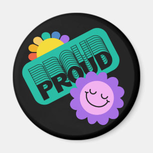Stolz. LGBT+Stolz. Regenbogenliebhaber mit Sonnenb Magnet