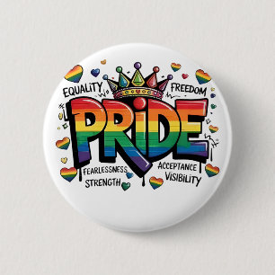 Stolz LGBTQ Akzeptanz LGBT 4. Juli Flagge USA Button