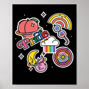 Stolz+LGBTQ. Liebe Stolz. Regenbogenherz mit Blume Poster