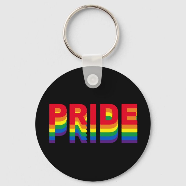 Stolz lgbtq que Gay Regenbogen Retro schwarz Schlüsselanhänger (Vorderseite)