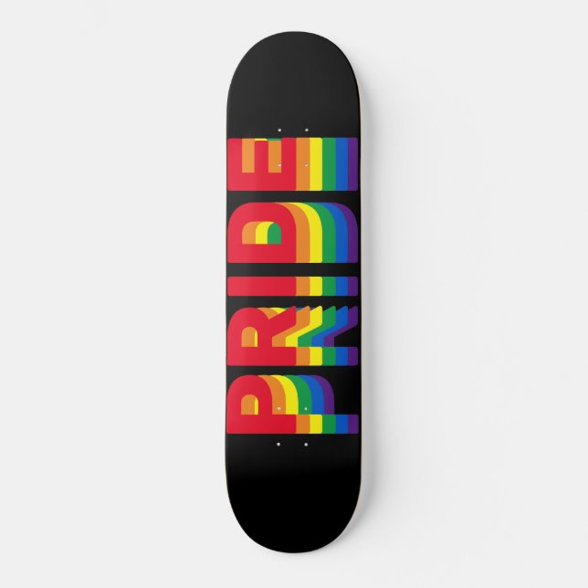 Stolz lgbtq que Gay Regenbogen Retro schwarz Skateboard (Vorderseite)