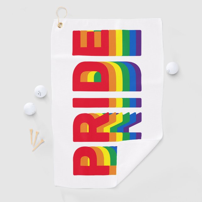 Stolz lgbtq quee Gay Regenbogen-Retrofarben Golfhandtuch (Insitu)