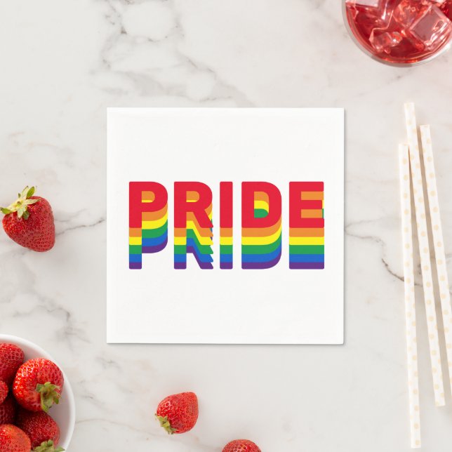 Stolz lgbtq quee Gay Regenbogen-Retrofarben Serviette (Beispiel)