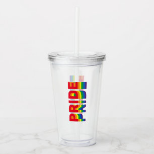 Stolz lgbtq quee Gay Regenbogenfarben klar Acryltrinkbecher