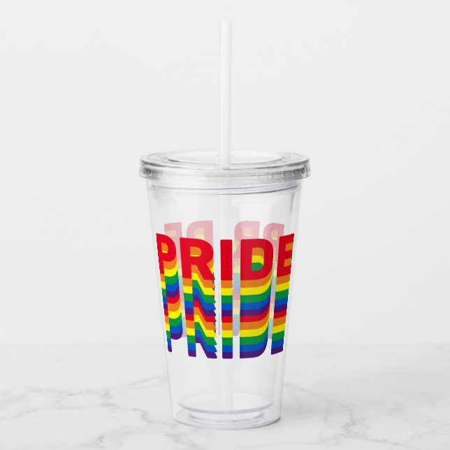Stolz lgbtq quee Gay Regenbogenfarben Muster Acryltrinkbecher (Vorderseite)