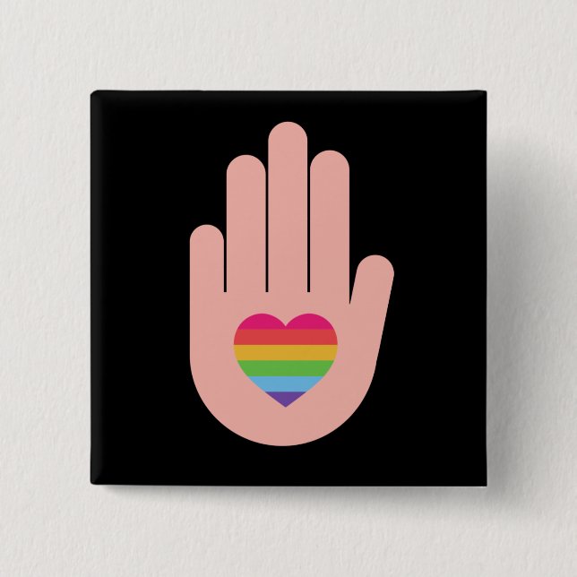 Stolz lgbtq quee Liebe. Regenbogenfarbe Button (Vorderseite)