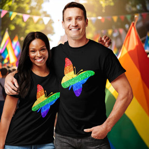 Stolz LGBTQA+ Regenbogen Schmetterling T-Shirt