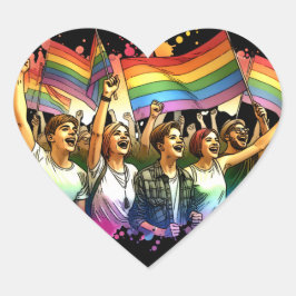 Stolz | LGBTQIA + Menschen und Flaggen Herz-Aufkleber