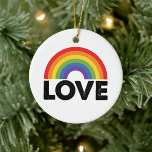 Stolz Liebe ist Liebe Gay Gleichheit Regenbogen LG Keramik Ornament