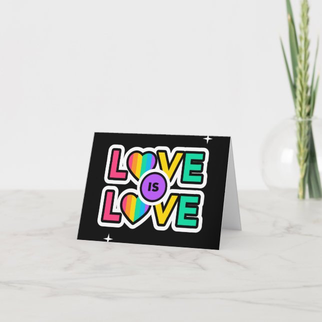 Stolz. Liebe ist Liebe. Gay Rainbow Farben Dankeskarte (Vorderseite)
