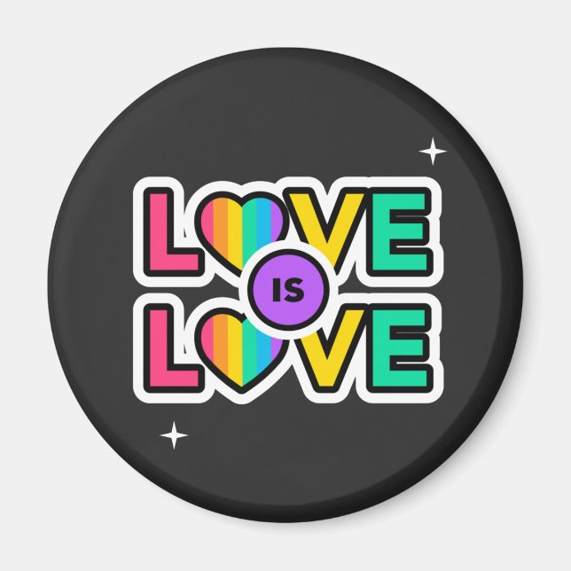 Stolz. Liebe ist Liebe. Gay Rainbow Farben Magnet (Vorne)