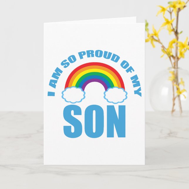 Stolz meines Sohn Rainbow Gay Pride Parent Karte (Gelbe Blume)