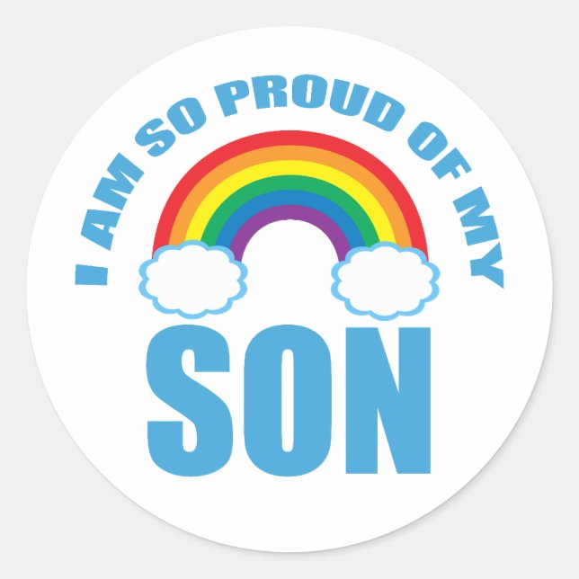 Stolz meines Sohn Rainbow Gay Pride Parent Runder Aufkleber (Vorderseite)