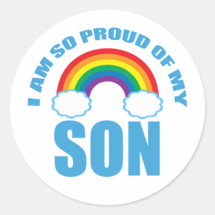 Stolz meines Sohn Rainbow Gay Pride Parent Runder Aufkleber
