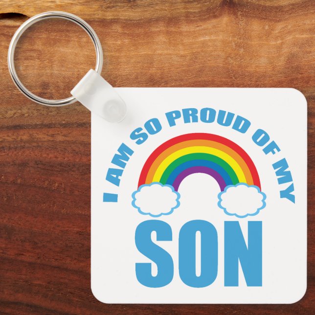 Stolz meines Sohn Rainbow Gay Pride Parent Schlüsselanhänger (Vorderseite)