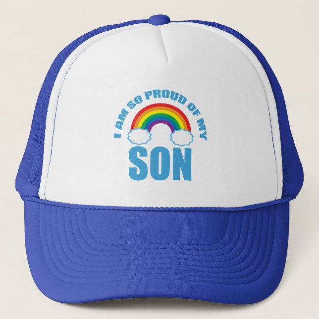 Stolz meines Sohn Rainbow Gay Pride Parent Truckerkappe (Vorderseite)