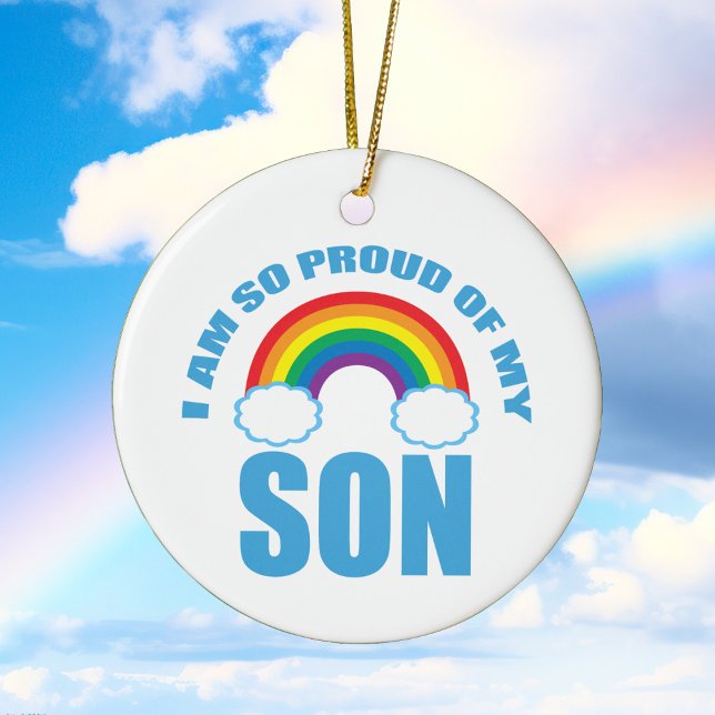 Stolz meines Sohnes Rainbow Gay Pride Weihnachten Keramik Ornament (Von Creator hochgeladen)